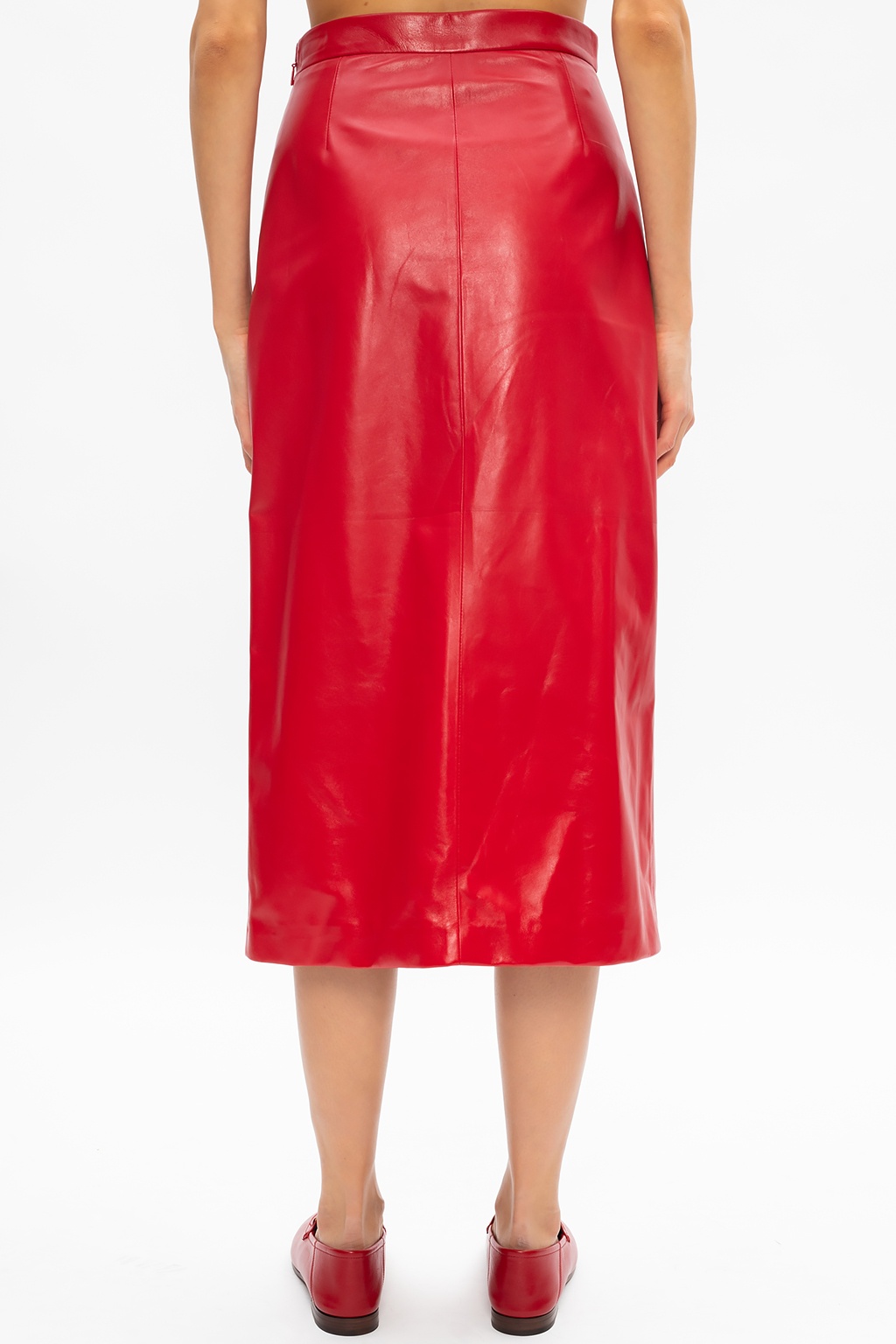 Autograph red outlet leather skirt